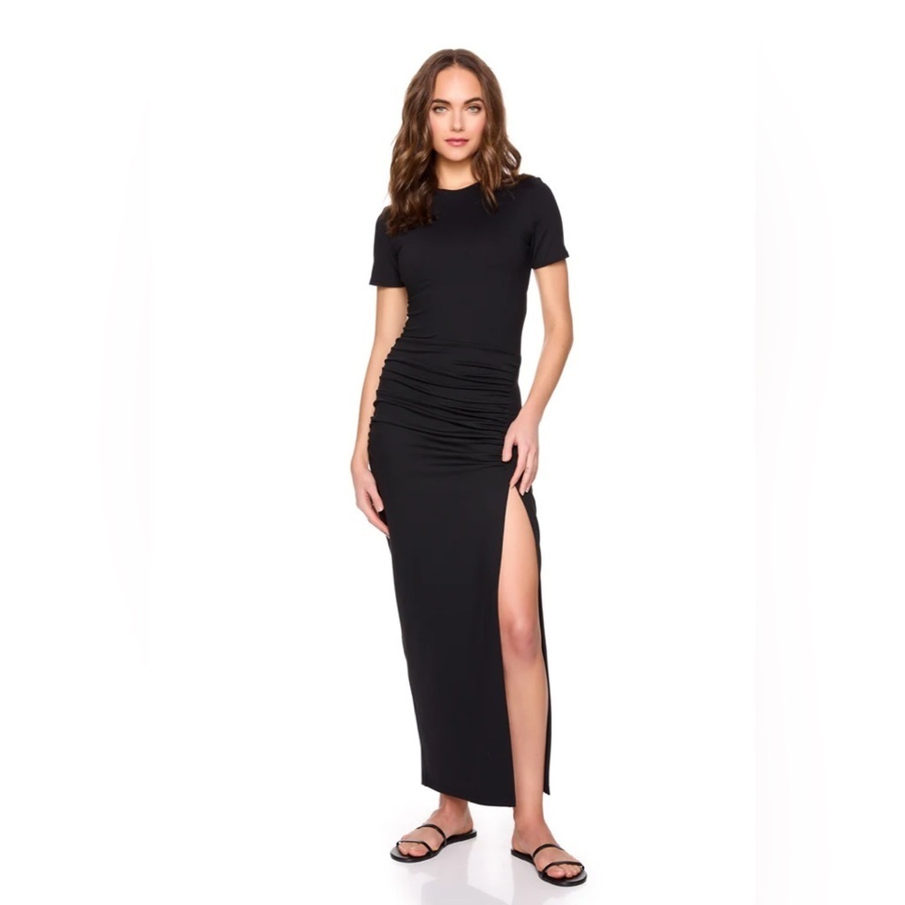 NWT Susana Monaco Black side gathered slit dress size XL